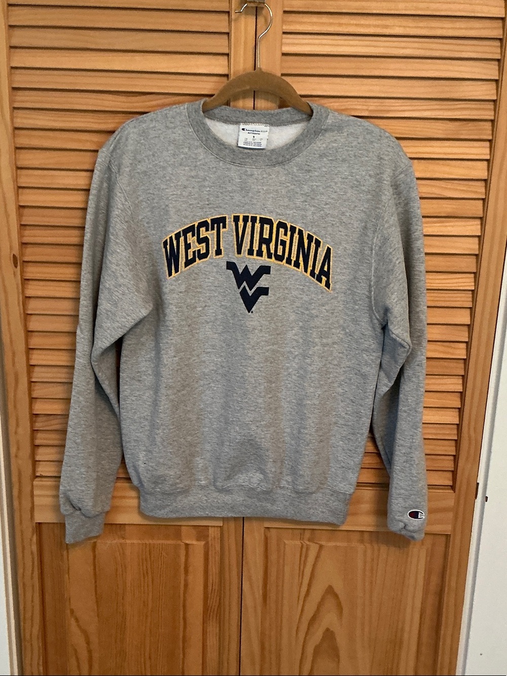 Champion Gray West Virginia Sweatshirt with Navy and Gold Logo